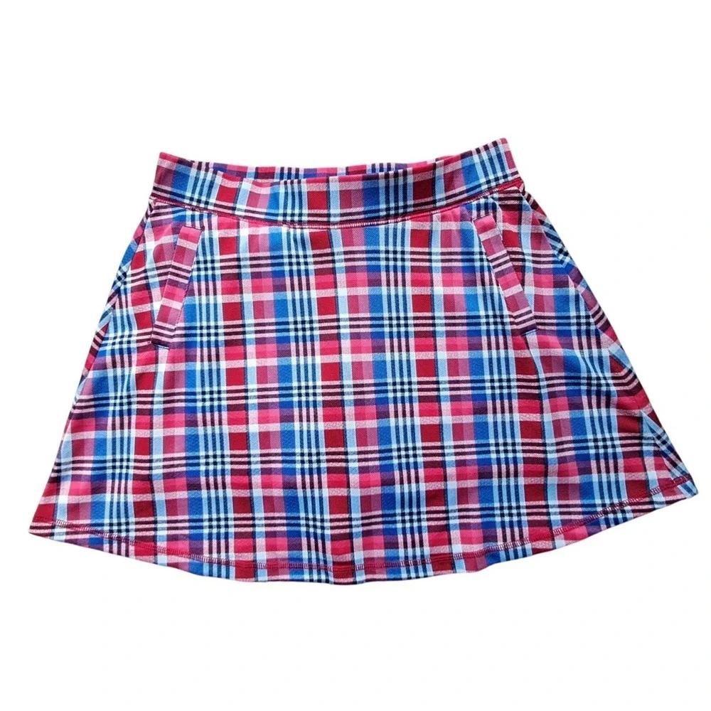 Talbots Plaid Skort Women's Size S Red‎ Blue White Built-in Shorts Golf Tennis